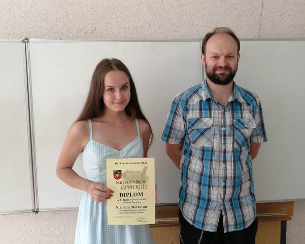 Úspěch žákyně třídy Z2 v literární soutěži Slavkovské memento 2022